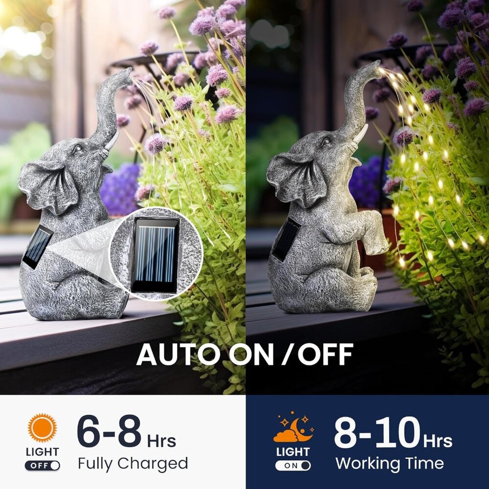 Elephant Statue Solar Garden Decor, Birthday Gifts For Women, Gifts For Mom Gran View 6